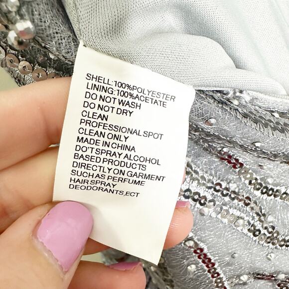 Mac Duggal 20252 High Neck Elbow Sleeve Embellished A Line Dress 4 NEW $598 - Picture 9 of 11